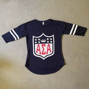 Alpha Sigma Alpha “Drafting the Best Since 1901” Football 3/4 Sleeved T-Shirt